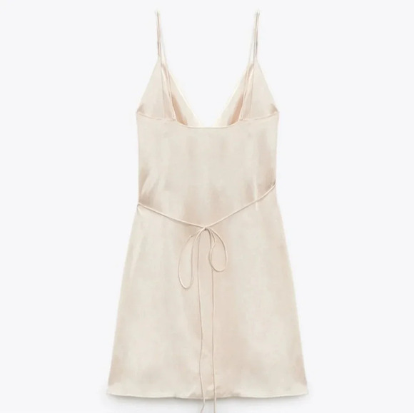 Zara Camisole Wrap Satin Mini Dress Spaghetti Top Blouse Viscose size M - Picture 3 of 4